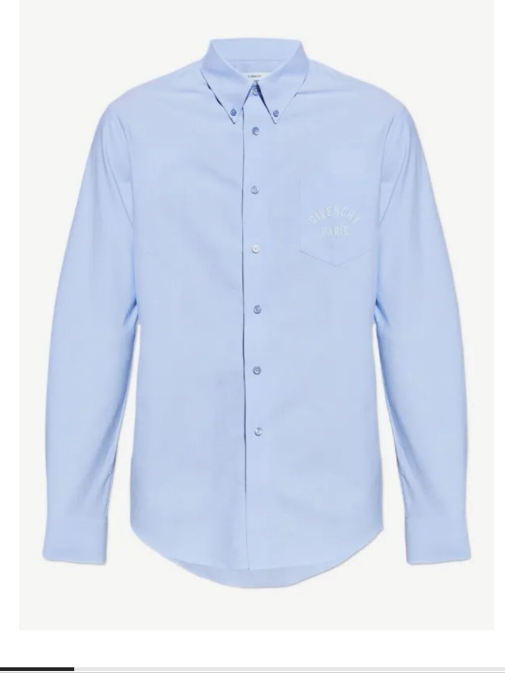 Givenchy Light Blue Cotton Button-Down Shirt featuring a chest patch pocket SZ45